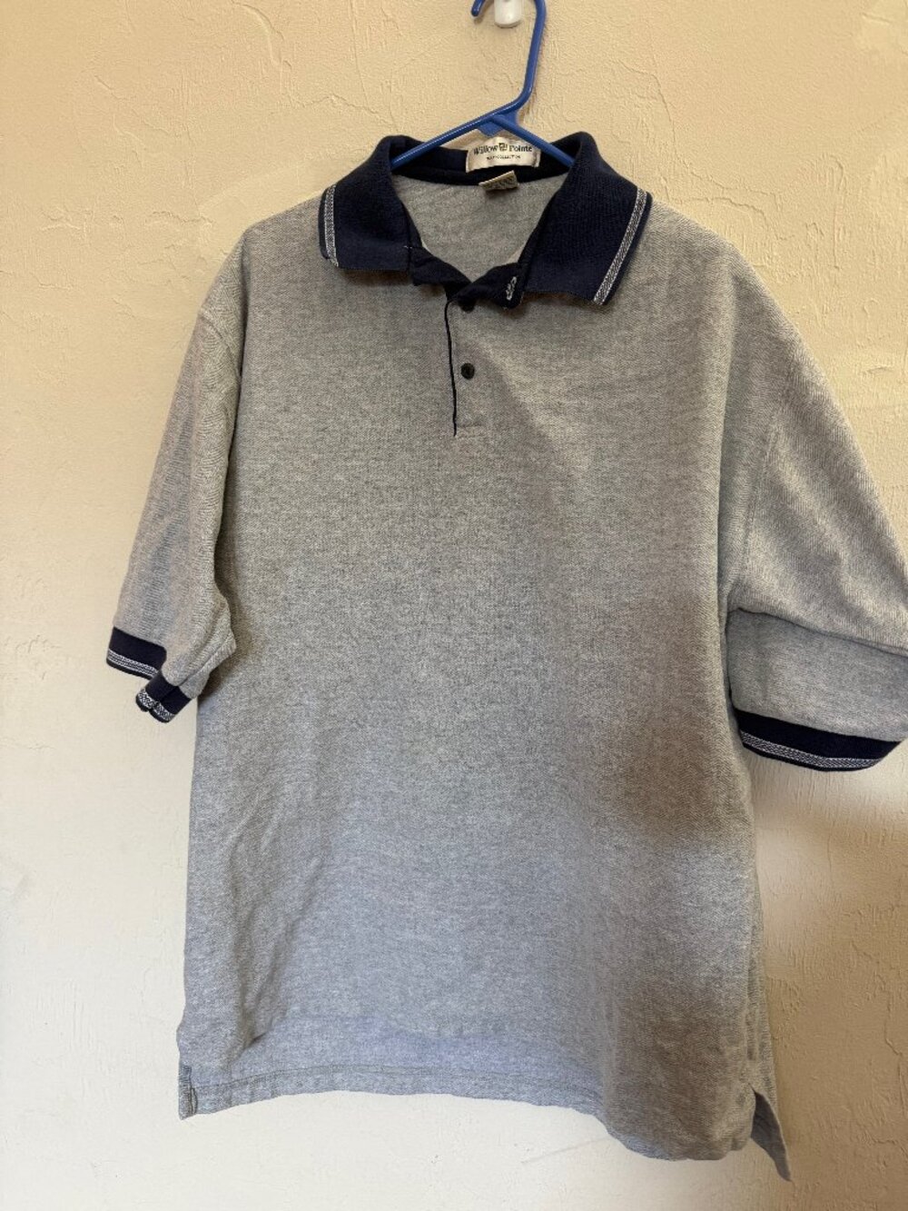 Willow Pointe Tour Collection Men's XXL Gray Navy 100% Cotton Golf Polo Nastech